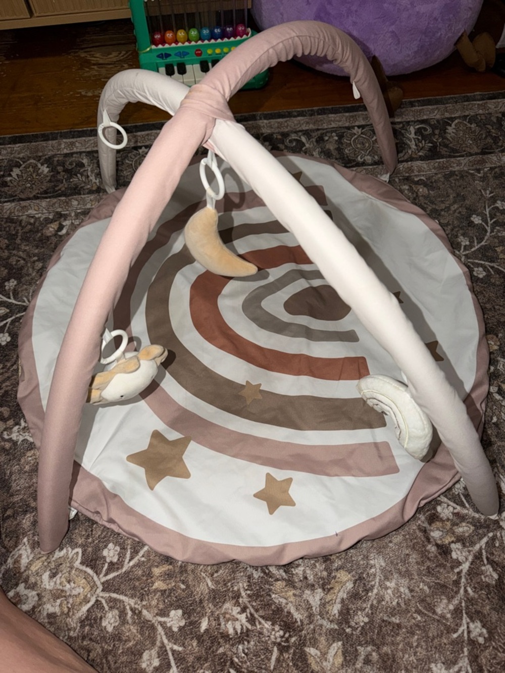 Neutral Rainbow Baby Play Gym - Pink, Brown & Cream